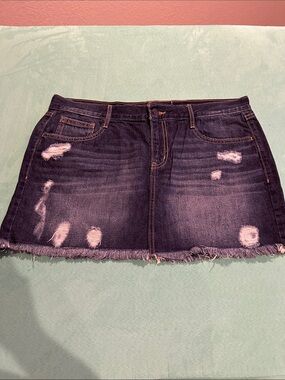 Old Navy Dark Indigo Distressed Denim Mini Skirt - Women's